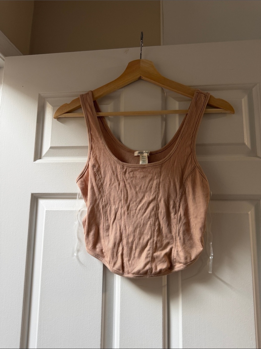 Bozzolo Ribbed Scoop Neck Corset Tank Top in Dusty Rose